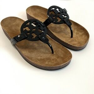 NIB Tory Burch Miller Cloud Patent Leather/Cork - Perfect Black, Size 10.5